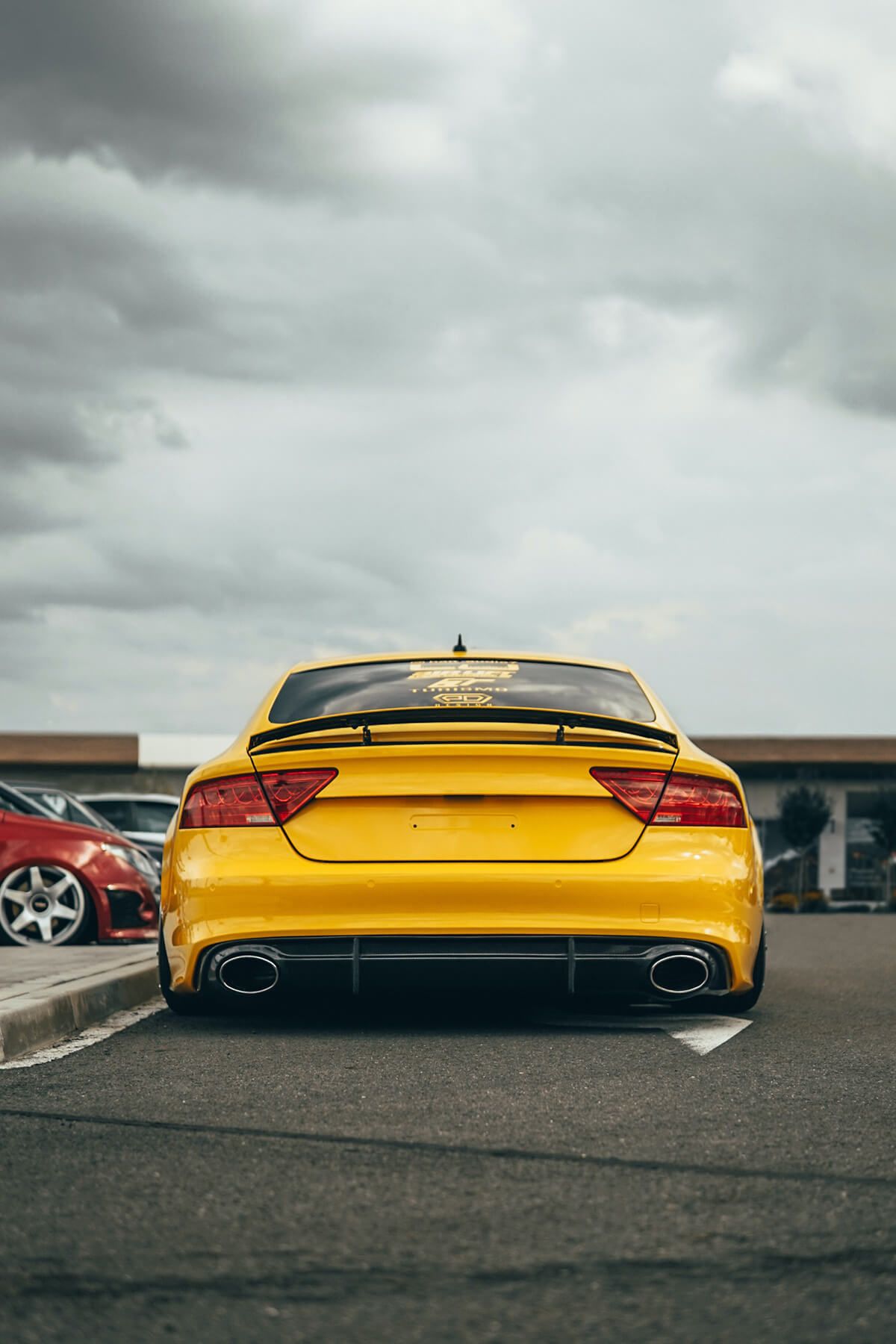 Lowered audi a7 trunk spoiler and dual exhaust