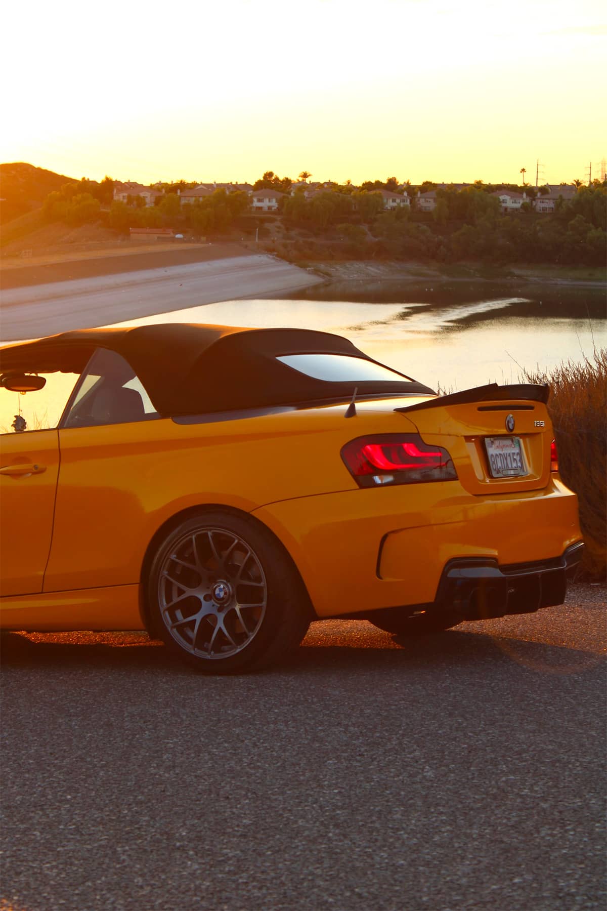 Modified BMW 135i 1-series convertible soft top and carbon fiber rear diffuser