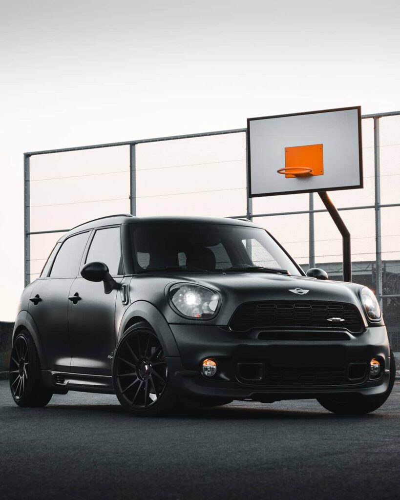 Matte Black Mini Countryman with Lowered Suspension and Custom Wheels ...