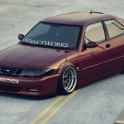 Modified SAAB 9-3 Viggen 3-door hatchback with staggered Work Equip Custom wheels