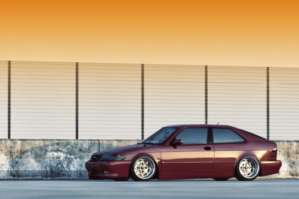 Slammed SAAB 9-3 Viggen on Air Suspension and Work Equip JDM Rims ...