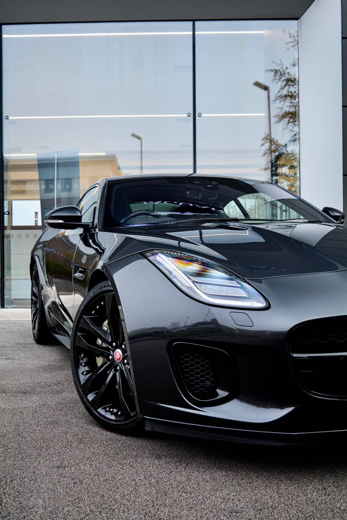 Jaguar F-Type in black color LED headlihts