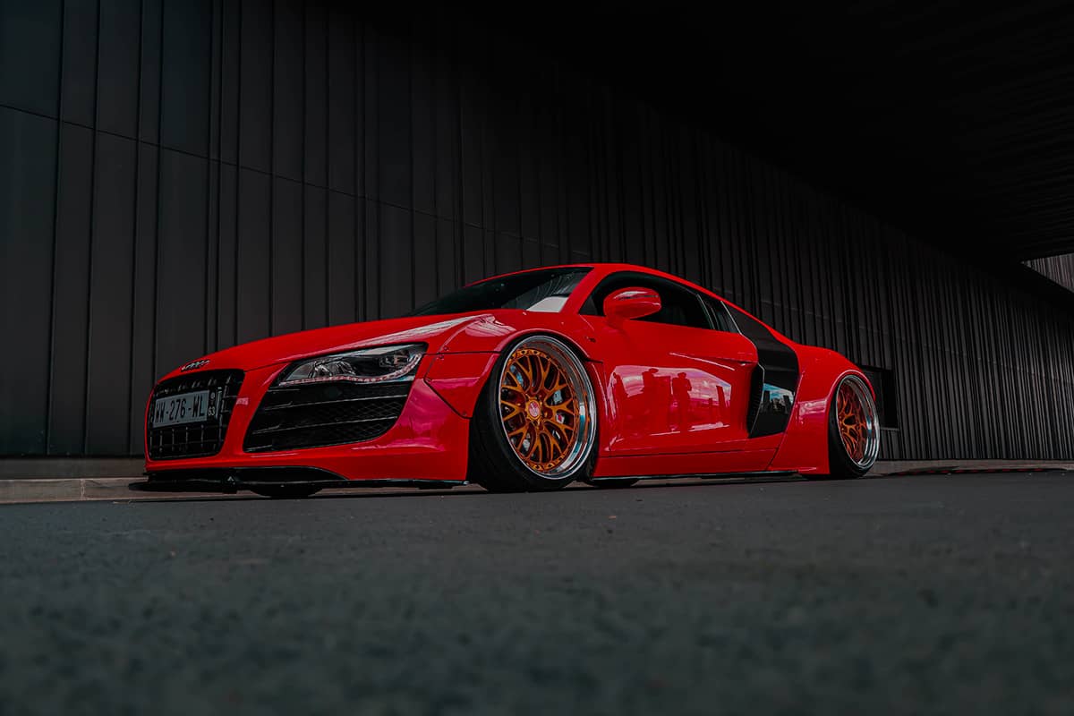 Slammed Audi R8 on Rotiform wheels