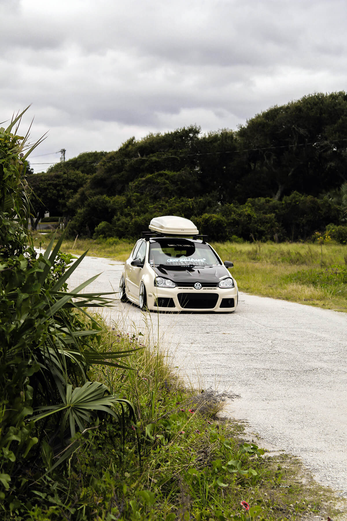 Stanced VW Golf MK with a Thunder Bunny front bumper